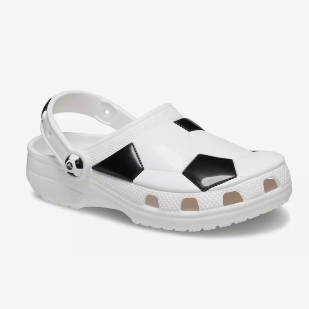 Crocs Classic Soccer Ball Clog Kids Toddler Size C9 White Black MWR